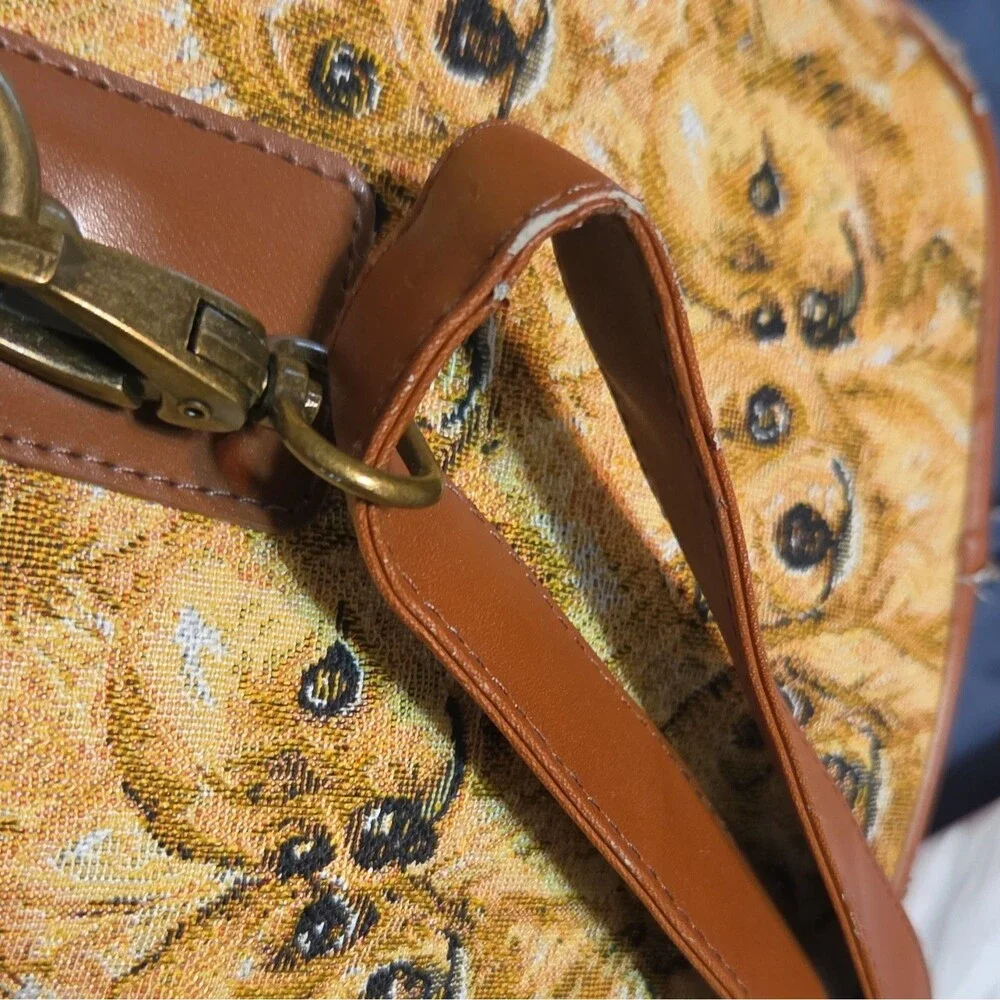 Bradford Exchange Animal Pattern Briefcase  Bag Zip Adjustable Strap Tan Brown